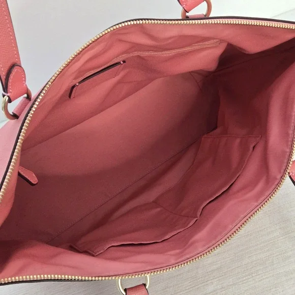 Coach Gallery Tote Pink Crossgrain Leather Shoulder Bag Double Handles Zip Top